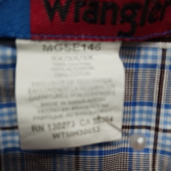 Wrangler George Strait Plaid Shirt Men's 3X Cowboy Cut Collection Long Sleeve - Picture 4 of 9